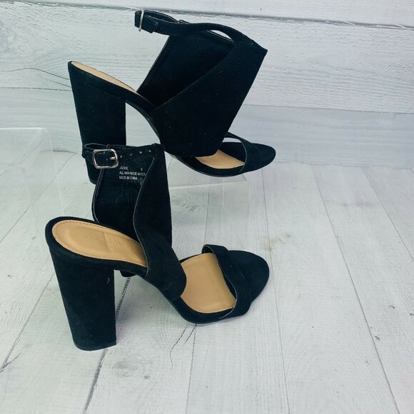 Charlotte Russe JACKIE Textle Suede Block Ankle Strap High Heel Sandals Size 8 - Picture 8 of 12